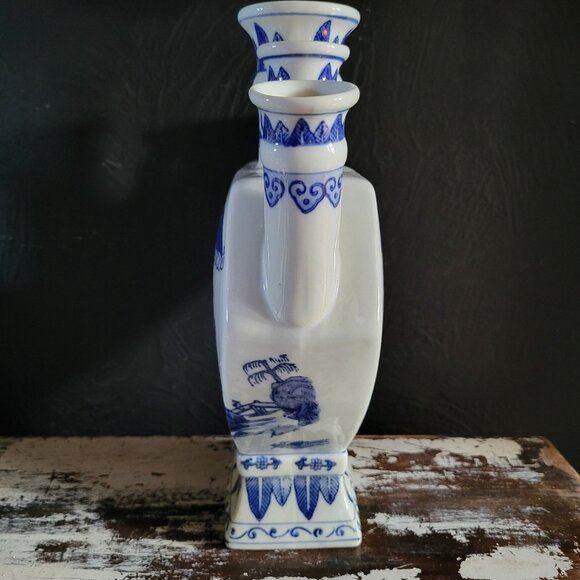 Vintage Two's Company Blue Chinoiserie Tulipiere Tulip / Bud Vase / Flower Vase - Picture 5 of 7
